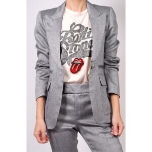 Smythe Gray Peaked Lapel Inverted Pleat Blazer Jacket Size 8